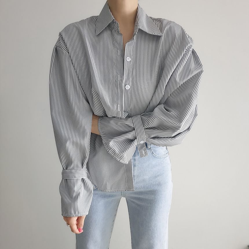 Striped Drop-Shoulder Sleeved Shirt