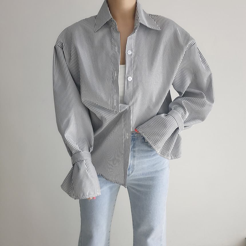 Striped Drop-Shoulder Sleeved Shirt