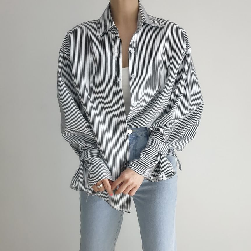Striped Drop-Shoulder Sleeved Shirt