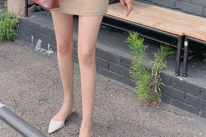 Plain Tie-Waist Sleeved Blouse