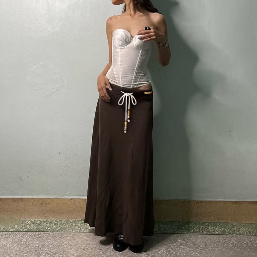 Low-Rise Beaded Maxi Skirt