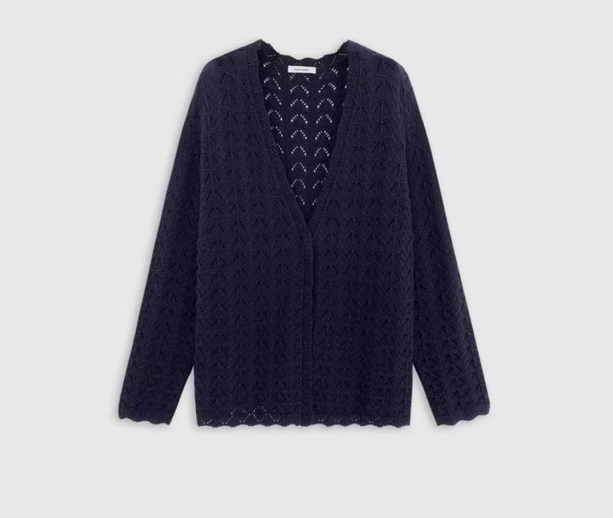 Spaghetti Strap Plain Knit Camisole Top / High Waist Shorts / Pointelle Cardigan / Set