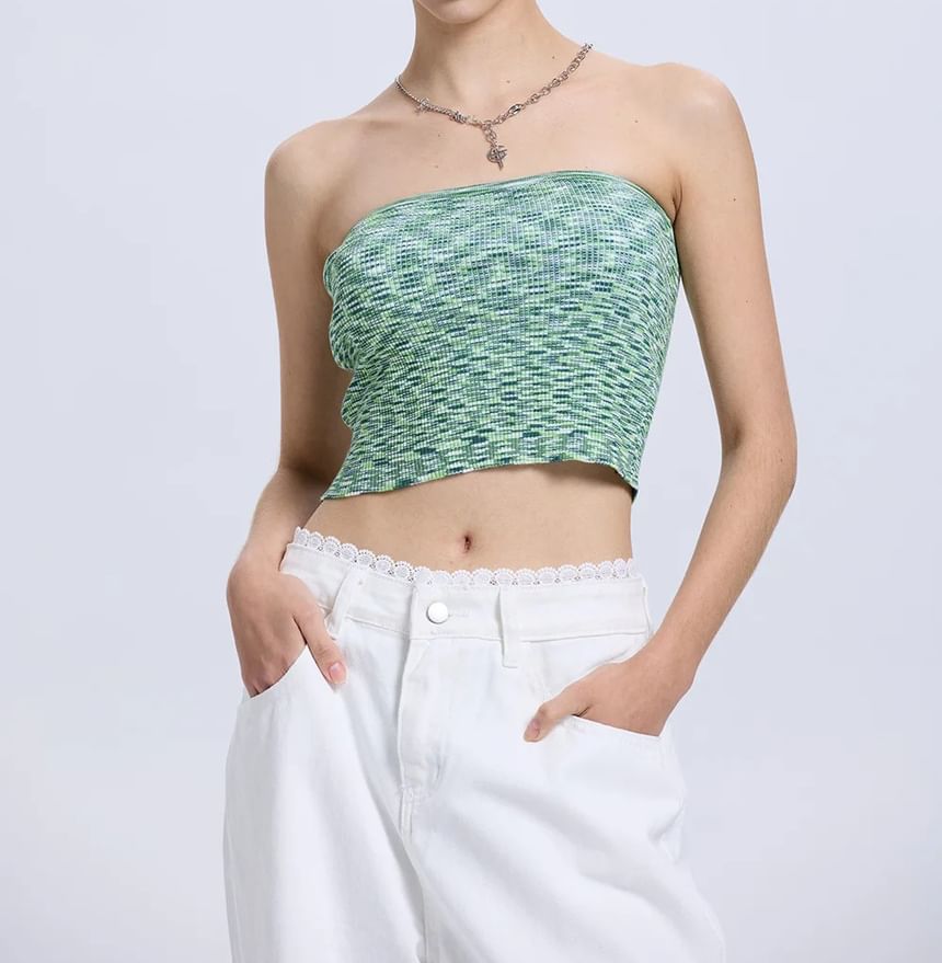 Set: Long-Sleeve Tweed Shrug + Tube Top