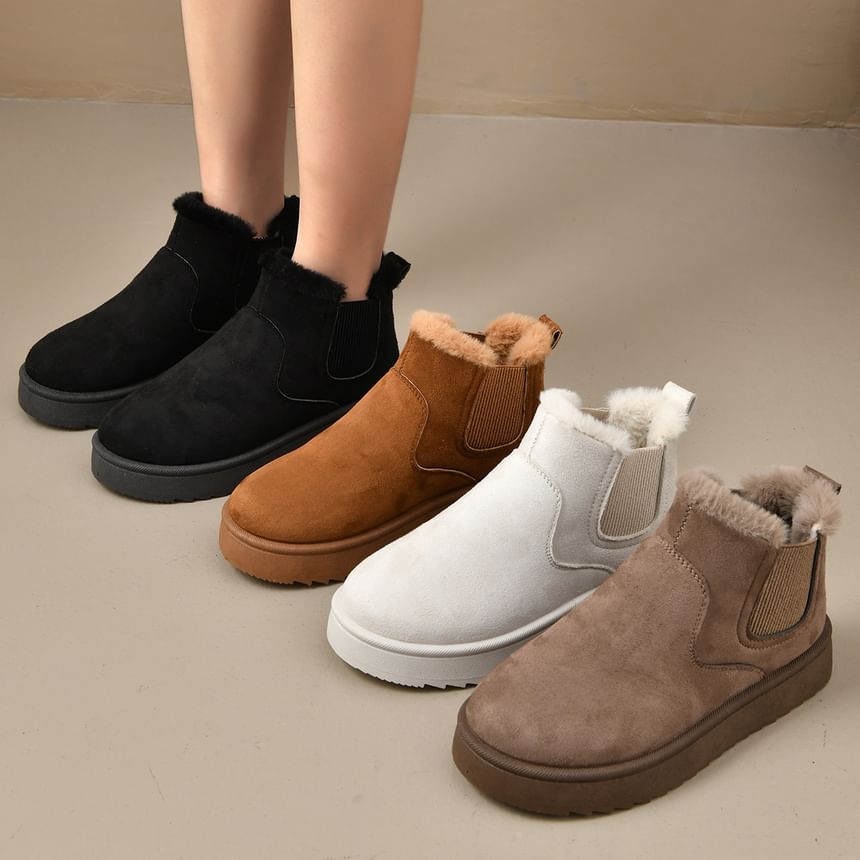 Platform Plain Faux Suede Ankle Snow Boots
