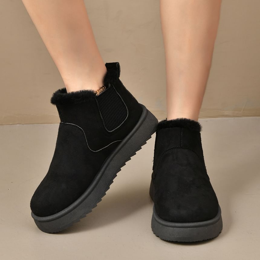 Platform Plain Faux Suede Ankle Snow Boots