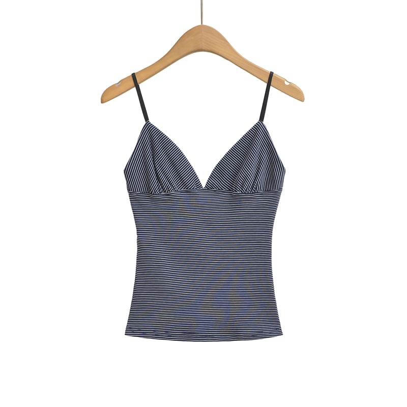 Striped V-Neck Spaghetti Strap Cami