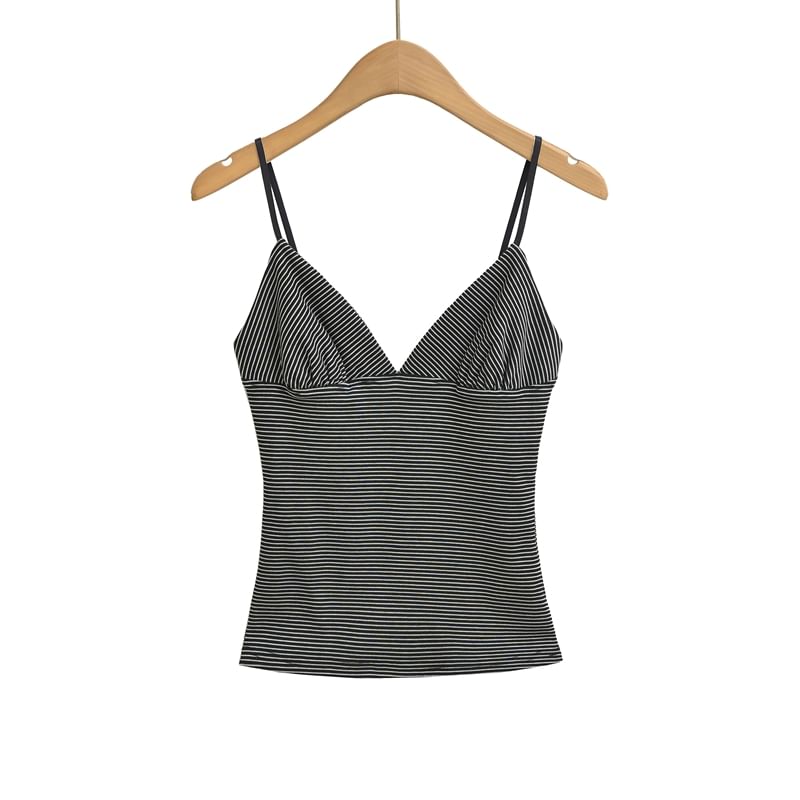 Striped V-Neck Spaghetti Strap Cami