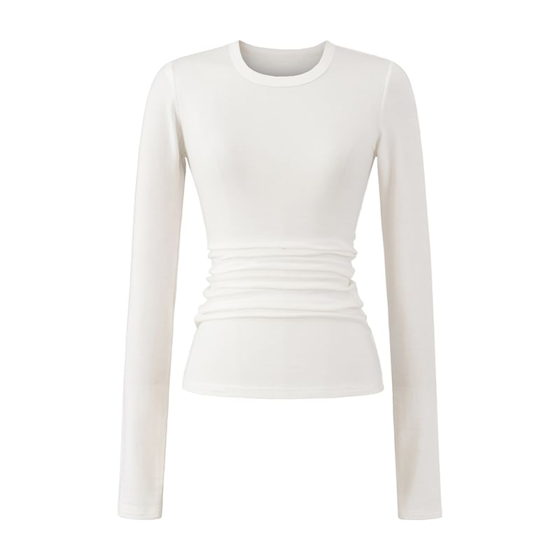 Plain Crewneck Long-Sleeved Tee