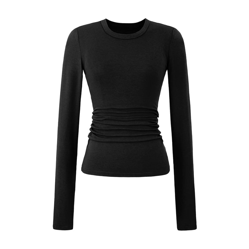Plain Crewneck Long-Sleeved Tee