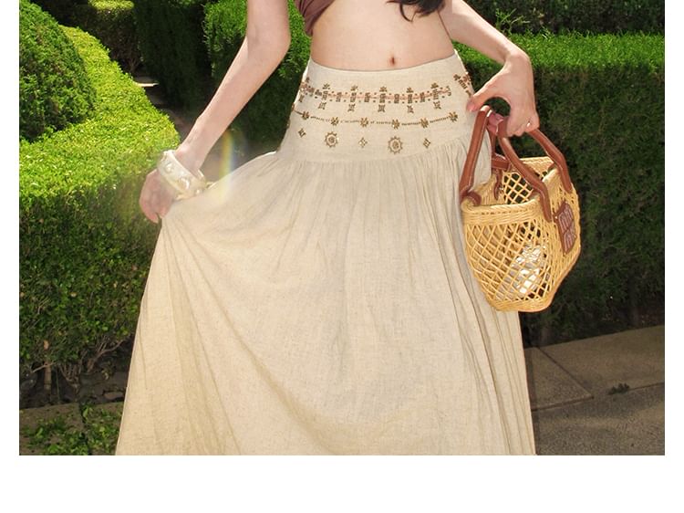 Mock Neck Crop Top & Maxi A-Line Skirt