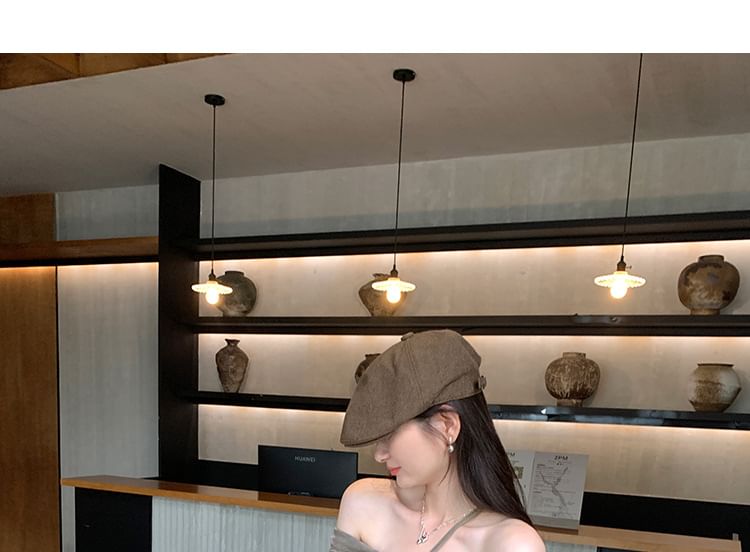 Plain Ruched Off-Shoulder Long-Sleeved Tee
