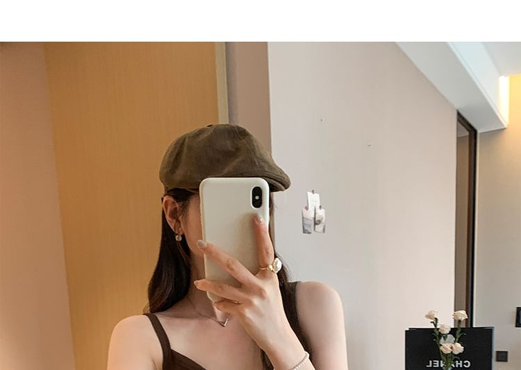 Plain Padded V-Neck Crop Cami Top