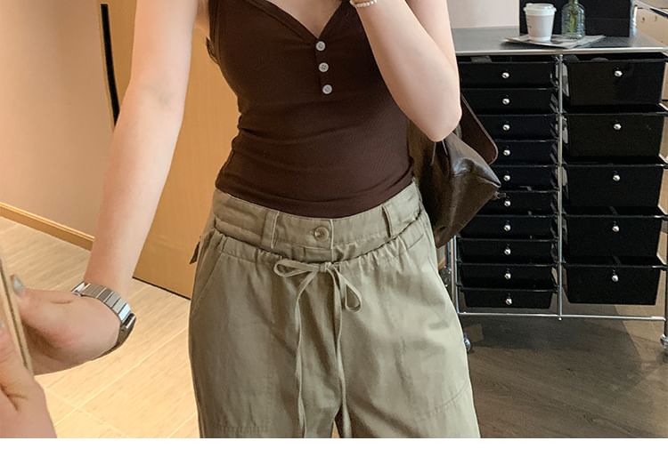 Plain Padded V-Neck Crop Cami Top