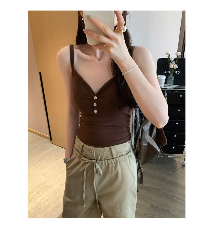 Plain Padded V-Neck Crop Cami Top