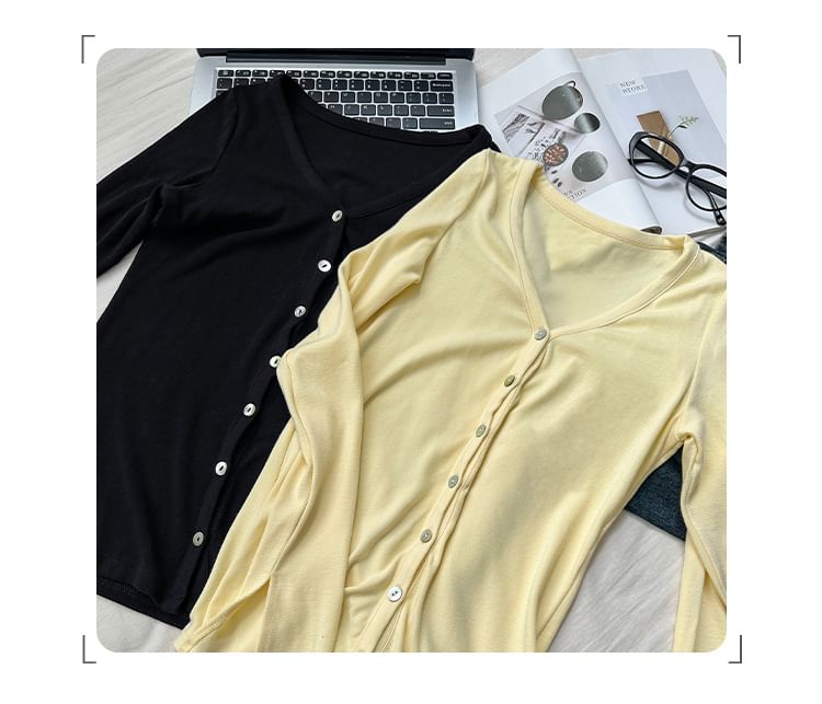 Padded Scoop Neck Slit Crop Tank + Button-Up Cardigan Set