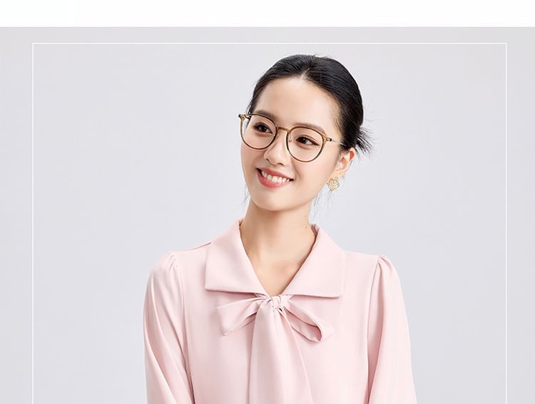 Long-Sleeve Collared Tie-Front Blouse & High-Rise Midi A-Line Skirt Set