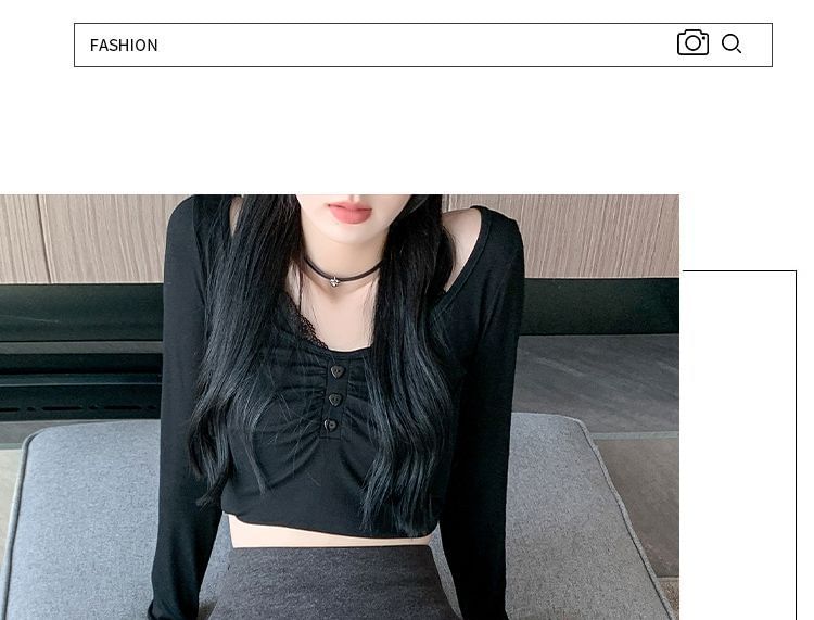 High-Waist Lace Trim Pleated Mini Skirt