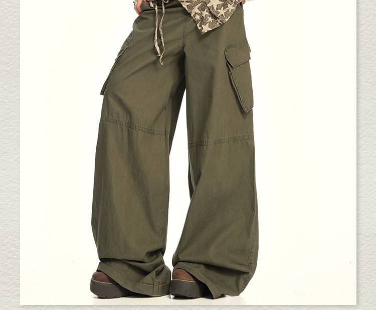 Low Waist Plain Baggy Cargo Pants (Various Designs)
