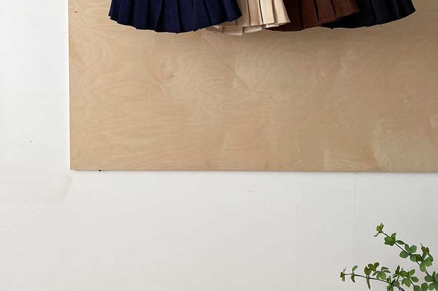 High-Waist Pleated Panel Knit Mini A-Line Skirt