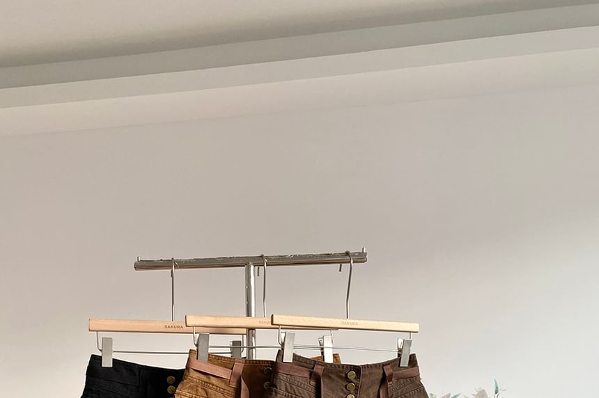 Mid-Rise Pleated Mini A-Line Cargo Skirt