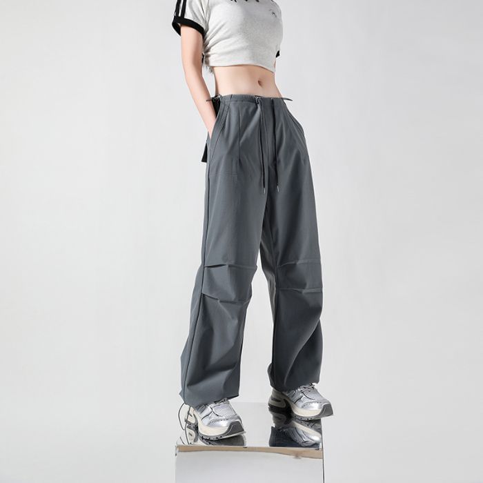 Drawstring Waist Plain Baggy Cargo Pants (Various Designs)