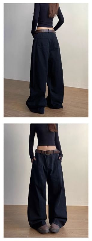 Low Rise Plain Baggy Cargo Pants