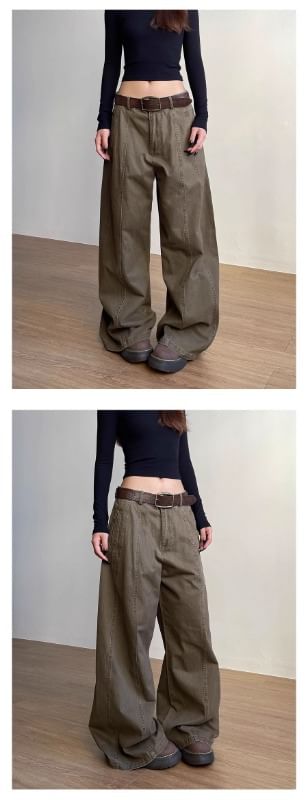 Low Rise Plain Baggy Cargo Pants
