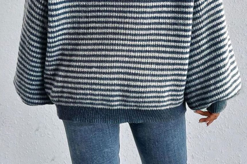 Striped Off-Shoulder Oversized Sweater