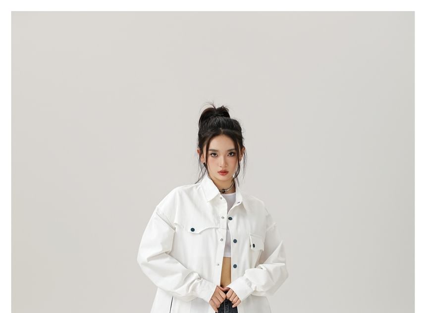 Unisex Asymmetric Pocketed Shirt with Tie