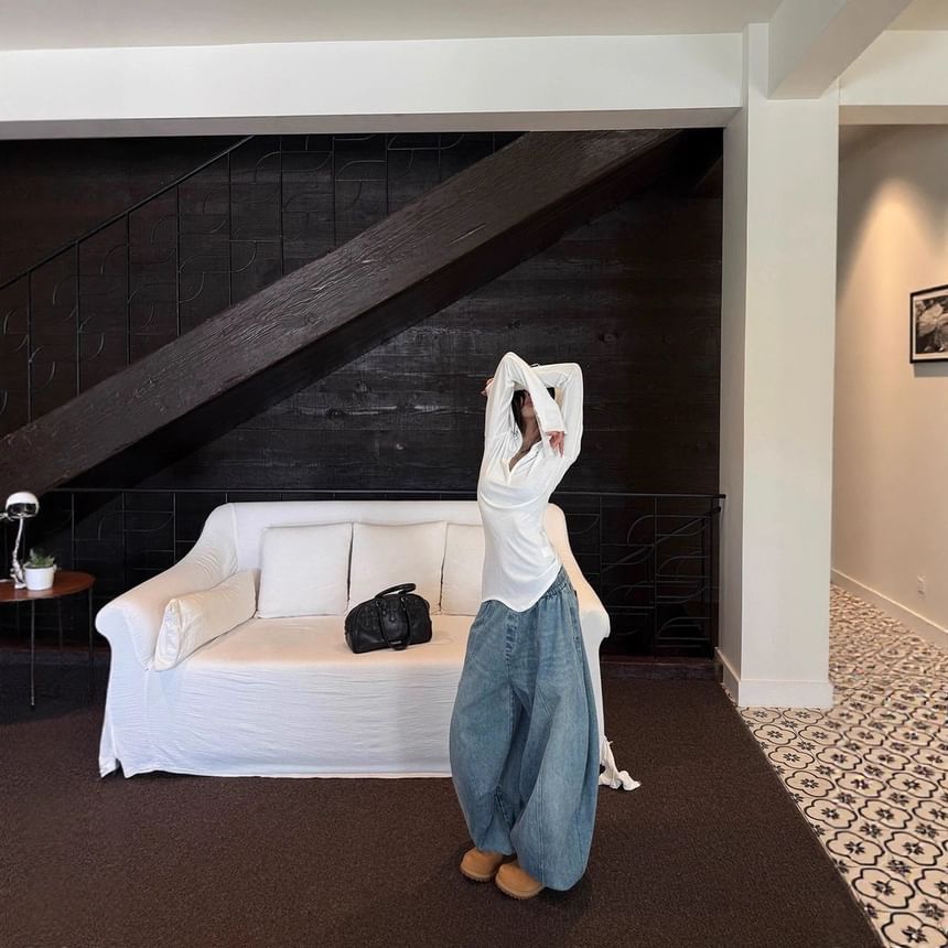 Henley Plain Slim Fit Hoodie