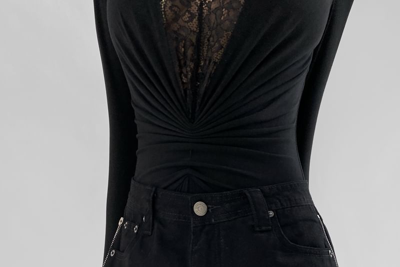Mid Rise Plain Denim Skort