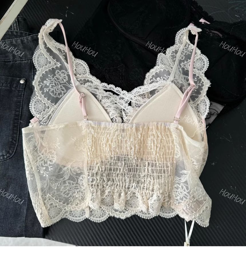 Lace Padded Cropped Tank Top