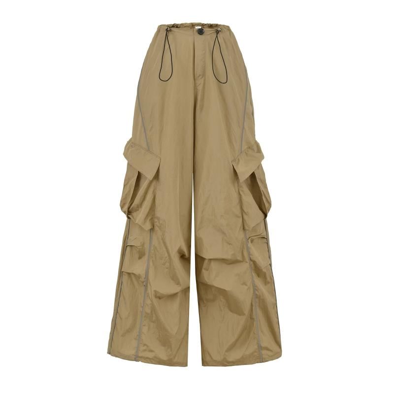 High Waist Plain Wide Leg Cargo Pants