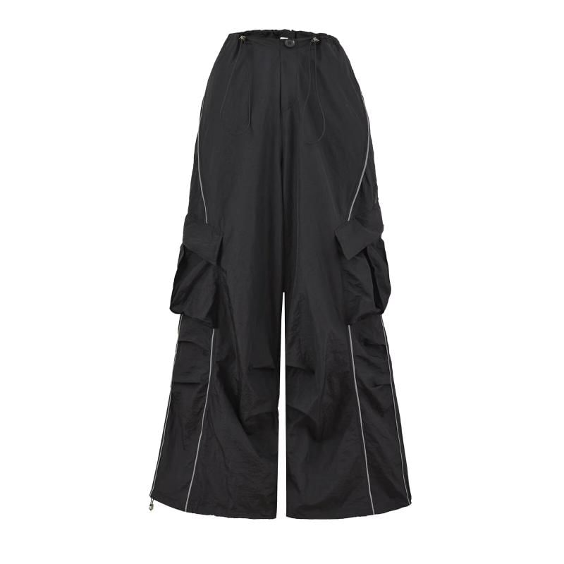 High Waist Plain Wide Leg Cargo Pants