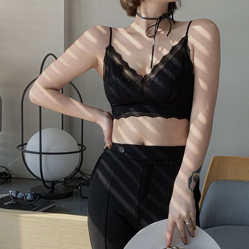 V-Neck Lace Bra Top