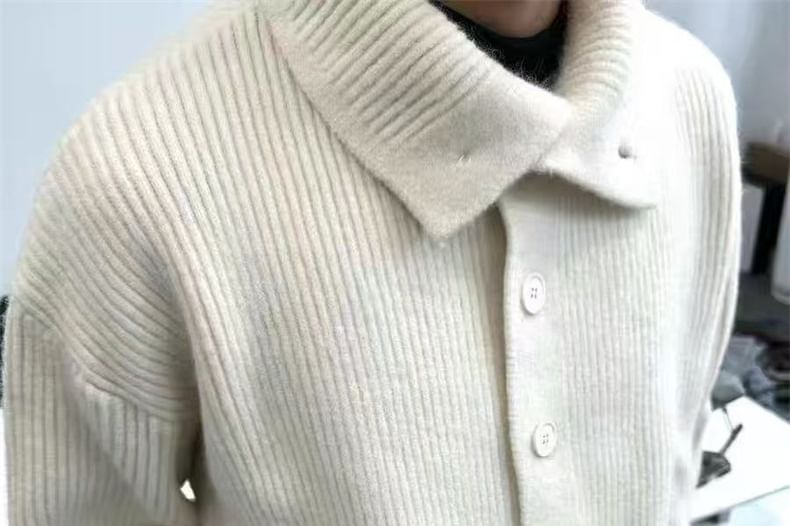 Collared Button-Front Knit Cardigan