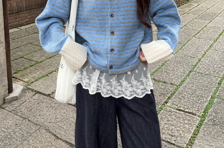 Contrast Trim Collar Cardigan