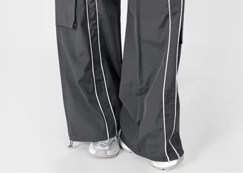 Drawstring Waist Wide Leg Cargo Pants