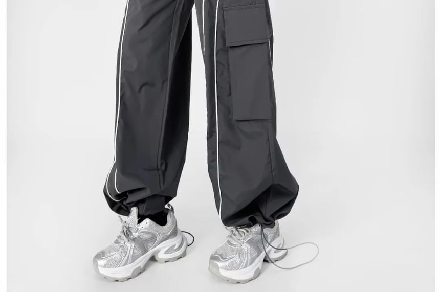 Drawstring Waist Wide Leg Cargo Pants