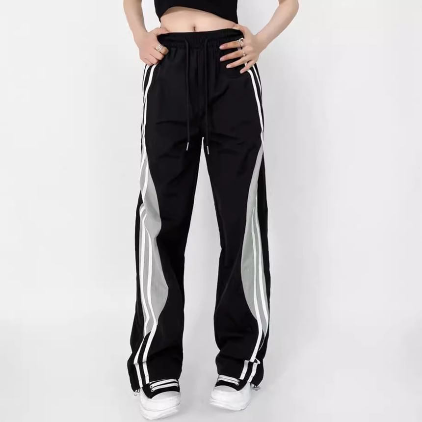Drawstring Waist Color Block Loose Fit Cargo Pants