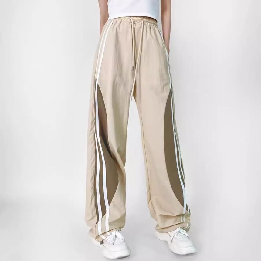 Drawstring Waist Color Block Loose Fit Cargo Pants