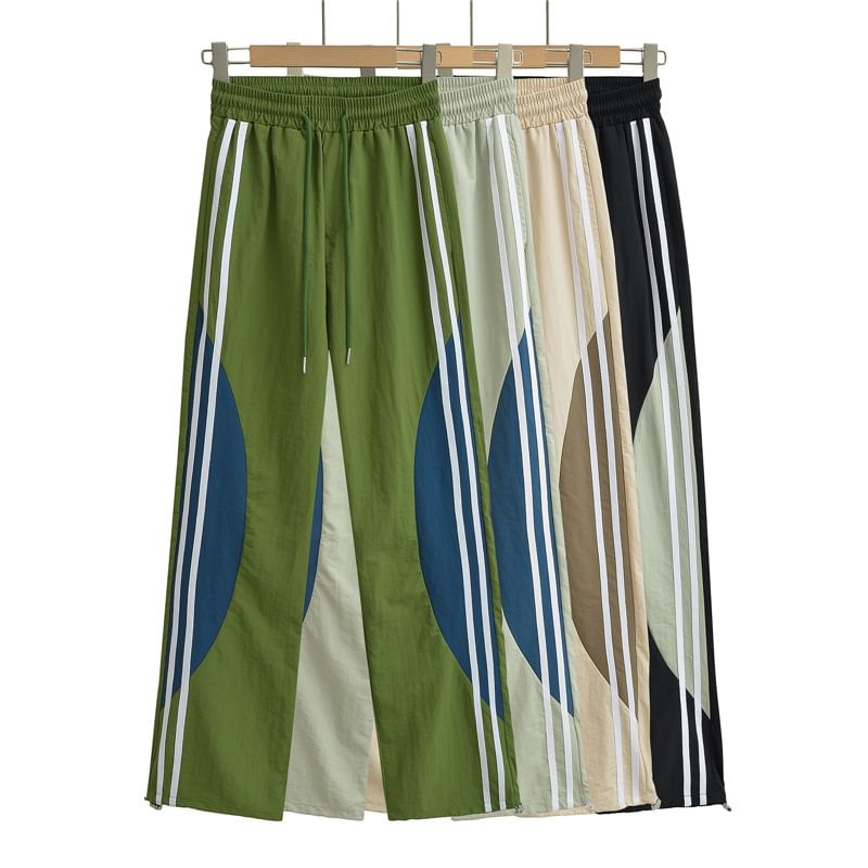 Drawstring Waist Color Block Loose Fit Cargo Pants