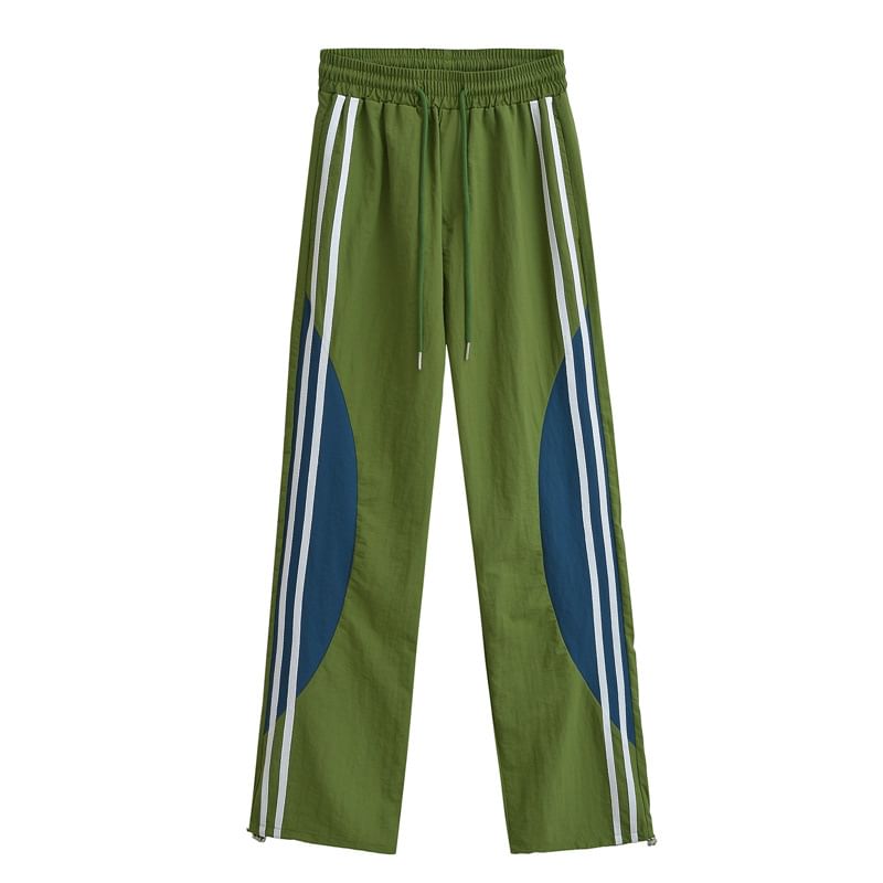 Drawstring Waist Color Block Loose Fit Cargo Pants