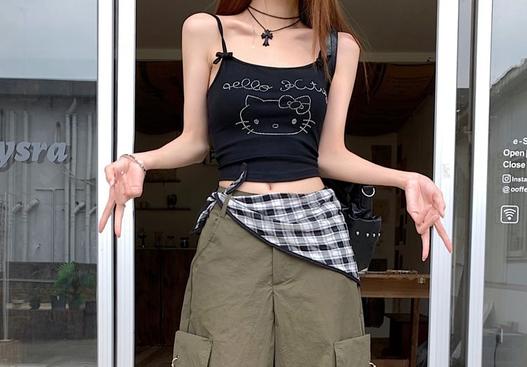 Mid Waist Plain Baggy Cargo Pants