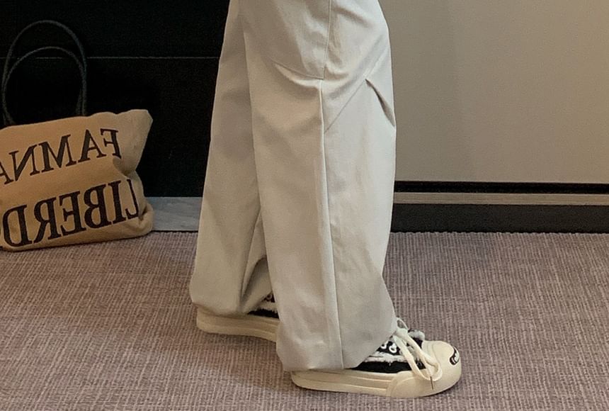 Drawstring Waist Plain Baggy Cargo Pants