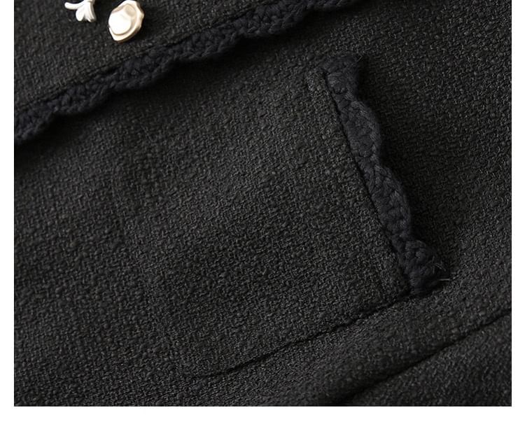 Plain Bow Pocket Detail Single-Breasted Jacket