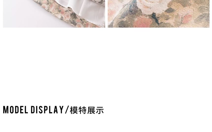 Sleeveless Collar Floral A-Line Dress