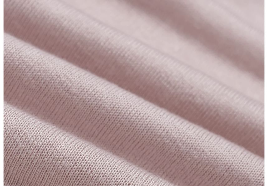 Long-Sleeve Cowl Neck Plain Ruched T-Shirt