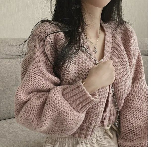 V-Neck Button-Up Cardigan