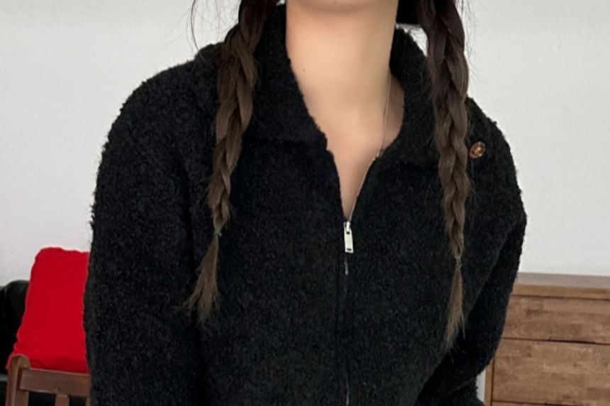 Collared Zip-Up Cardigan